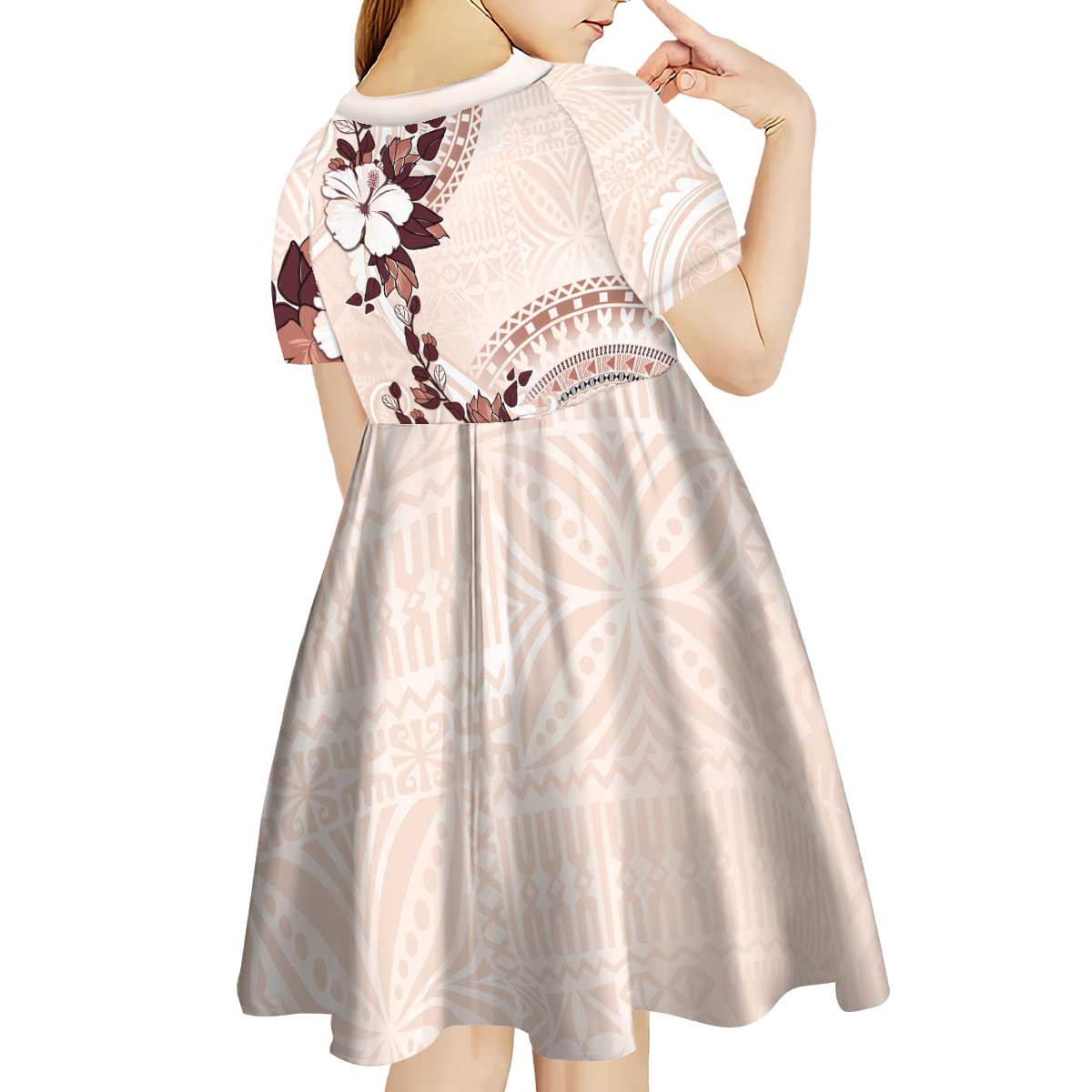 Bula Fiji Language Week Kid Short Sleeve Dress Fijian Tapa Pattern With Tagimoucia Flower LT05 - Polynesian Pride