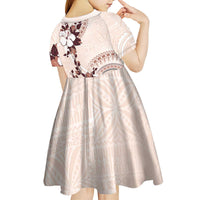 Bula Fiji Language Week Kid Short Sleeve Dress Fijian Tapa Pattern With Tagimoucia Flower LT05 - Polynesian Pride