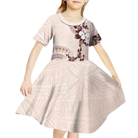 Bula Fiji Language Week Kid Short Sleeve Dress Fijian Tapa Pattern With Tagimoucia Flower LT05 - Polynesian Pride