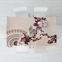 Bula Fiji Language Week Tablecloth Fijian Tapa Pattern With Tagimoucia Flower LT05 Beige - Polynesian Pride