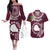 Cook Islands Mangaia Couples Matching Off The Shoulder Long Sleeve Dress and Hawaiian Shirt Coat Of Arms Plumeria Polynesian Turtle LT05 Pink - Polynesian Pride