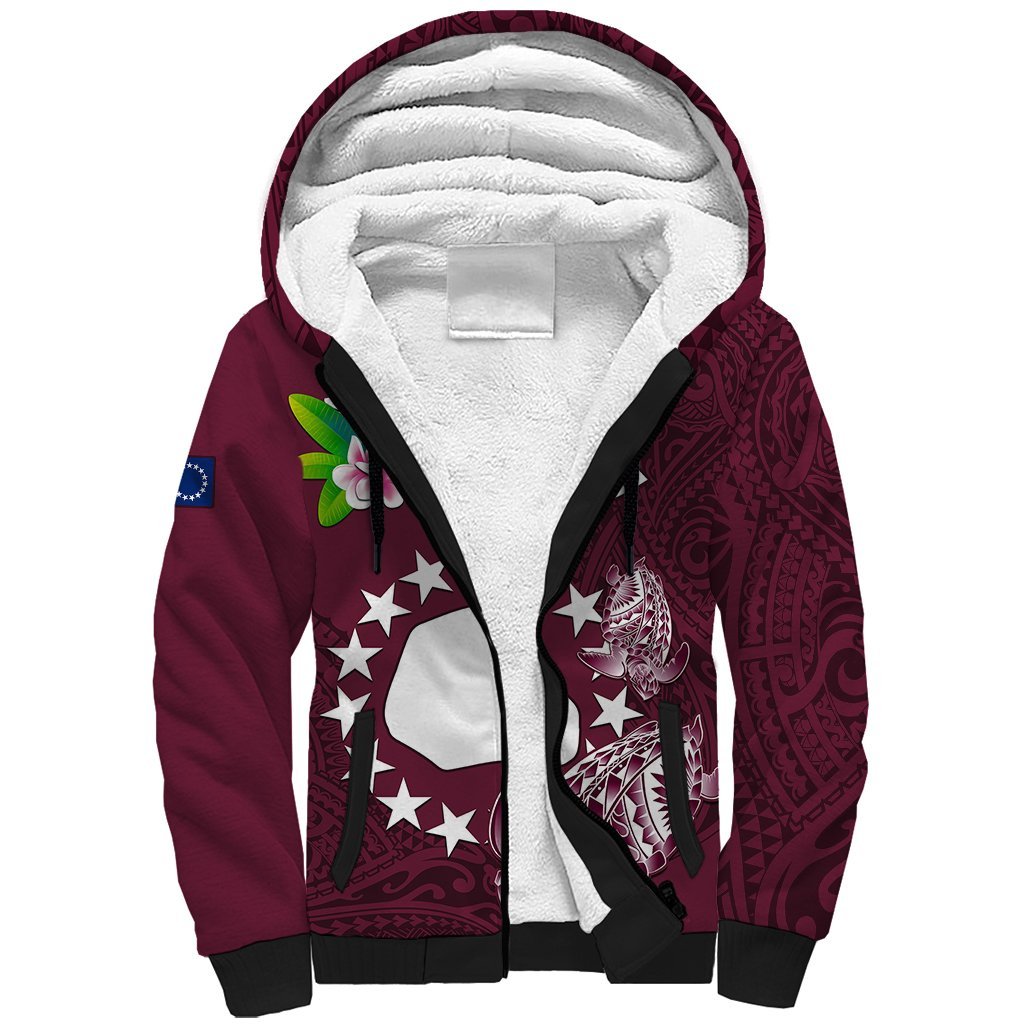 Personalized Cook Islands Mangaia Sherpa Hoodie Coat Of Arms Plumeria Polynesian Turtle LT05 Unisex Pink - Polynesian Pride