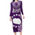 Cook Islands Rarotonga Long Sleeve Bodycon Dress Coat Of Arms Plumeria Polynesian Turtle LT05 Long Dress Purple - Polynesian Pride