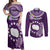 Personalized Cook Islands Rarotonga Couples Matching Off Shoulder Maxi Dress and Long Sleeve Button Shirts Coat Of Arms Plumeria Polynesian Turtle LT05 Purple - Polynesian Pride