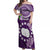 Personalized Cook Islands Rarotonga Off Shoulder Maxi Dress Coat Of Arms Plumeria Polynesian Turtle LT05 Women Purple - Polynesian Pride