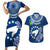 Cook Islands Pukapuka Couples Matching Short Sleeve Bodycon Dress and Hawaiian Shirt Coat Of Arms Plumeria Polynesian Turtle LT05 Blue - Polynesian Pride