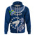 Cook Islands Pukapuka Hoodie Coat Of Arms Plumeria Polynesian Turtle LT05 Zip Hoodie Blue - Polynesian Pride