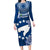 Cook Islands Pukapuka Long Sleeve Bodycon Dress Coat Of Arms Plumeria Polynesian Turtle LT05 Long Dress Blue - Polynesian Pride