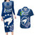 Personalized Cook Islands Pukapuka Couples Matching Long Sleeve Bodycon Dress and Hawaiian Shirt Coat Of Arms Plumeria Polynesian Turtle LT05 Blue - Polynesian Pride