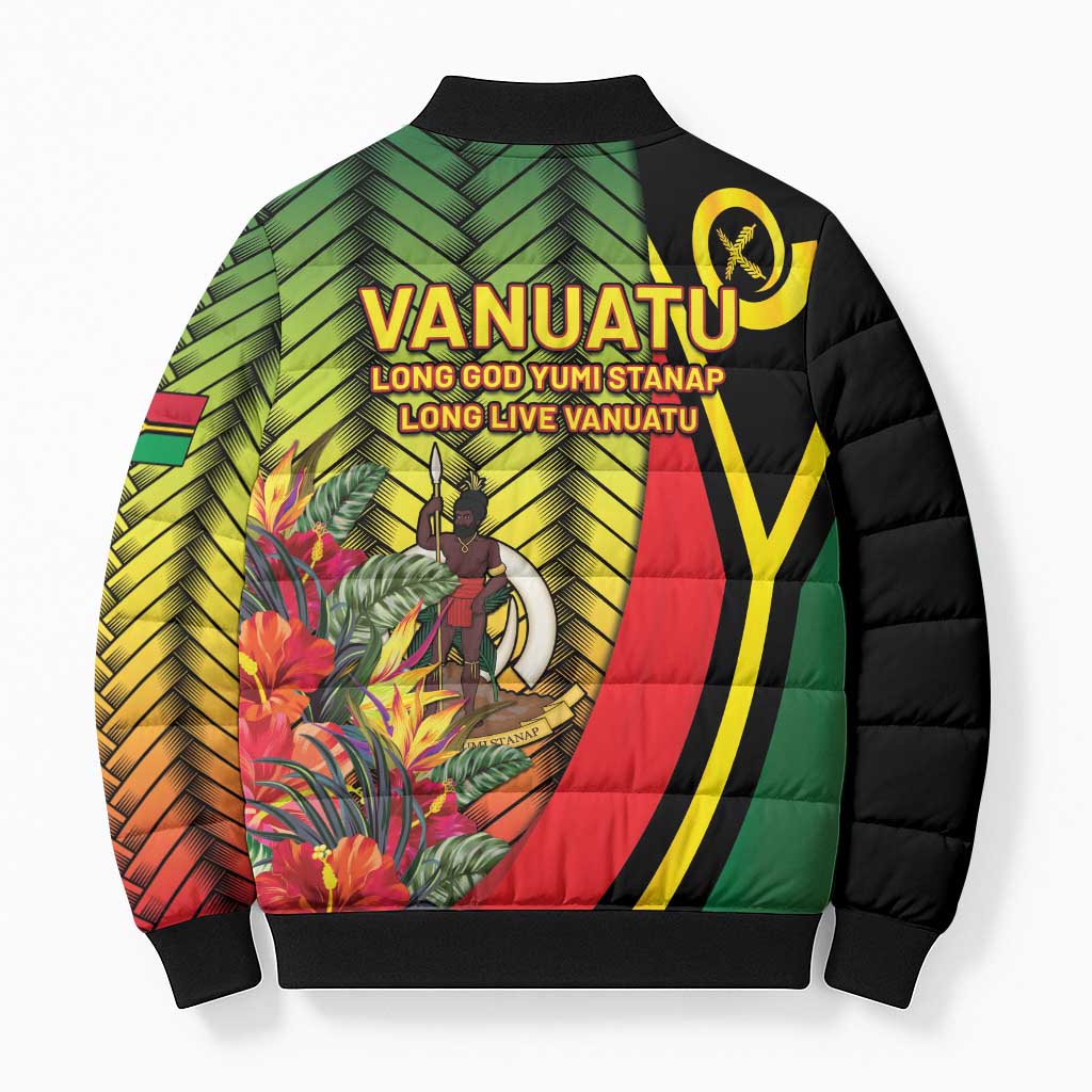 Vanuatu Constitution Day Bomber Puffer Jacket Long Live Vanuatu LT05 - Polynesian Pride