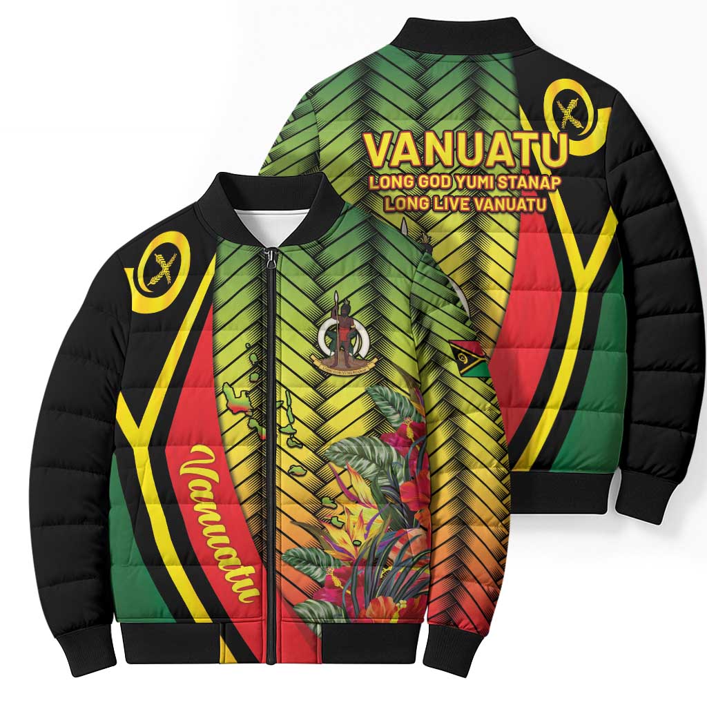 Vanuatu Constitution Day Bomber Puffer Jacket Long Live Vanuatu LT05 - Polynesian Pride