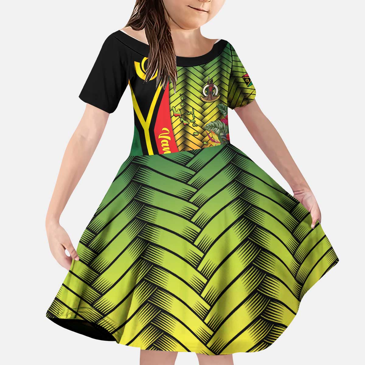 Vanuatu Constitution Day Kid Short Sleeve Dress Long Live Vanuatu LT05 KID Colorful - Polynesian Pride