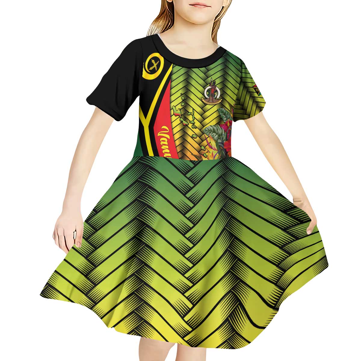 Vanuatu Constitution Day Kid Short Sleeve Dress Long Live Vanuatu LT05 - Polynesian Pride