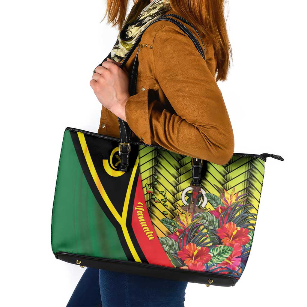 Vanuatu Constitution Day Leather Tote Bag Long Live Vanuatu LT05 Colorful - Polynesian Pride