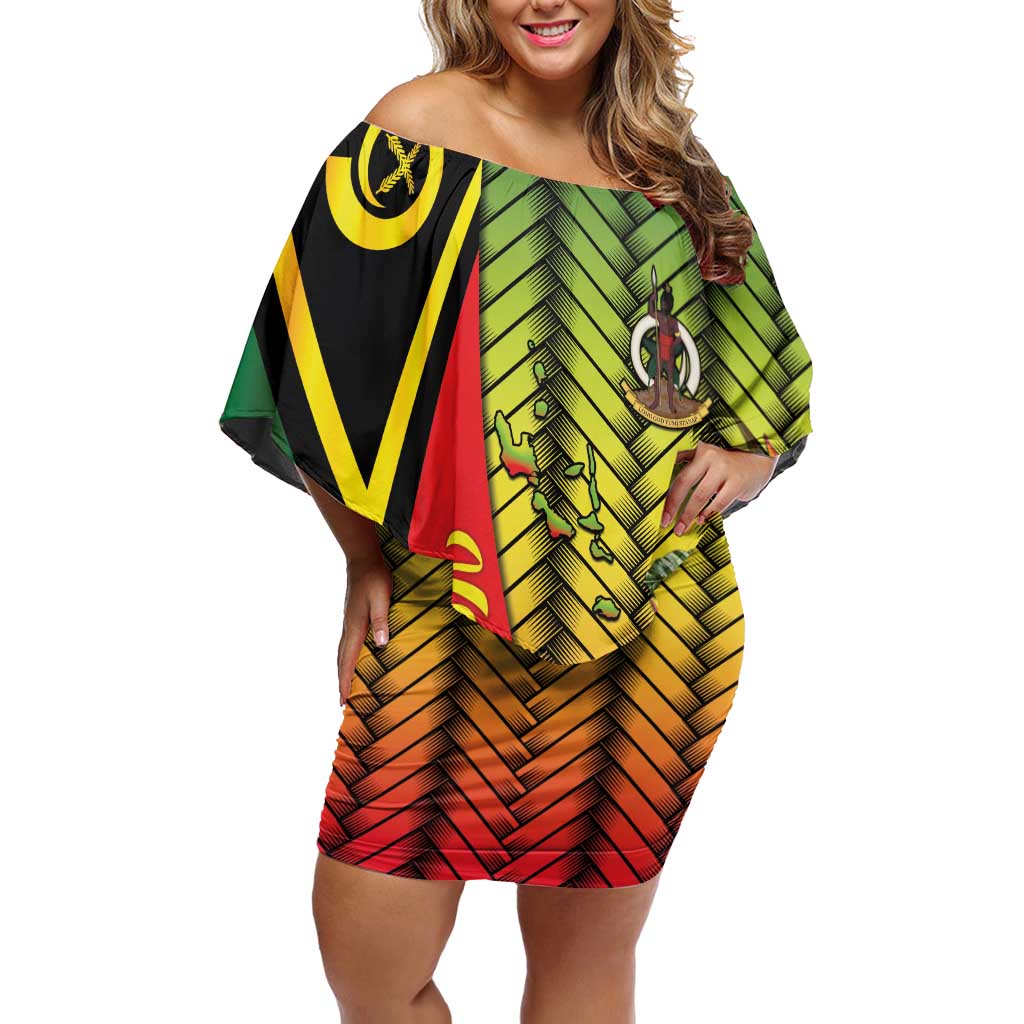 Vanuatu Constitution Day Off Shoulder Short Dress Long Live Vanuatu LT05 Women Colorful - Polynesian Pride