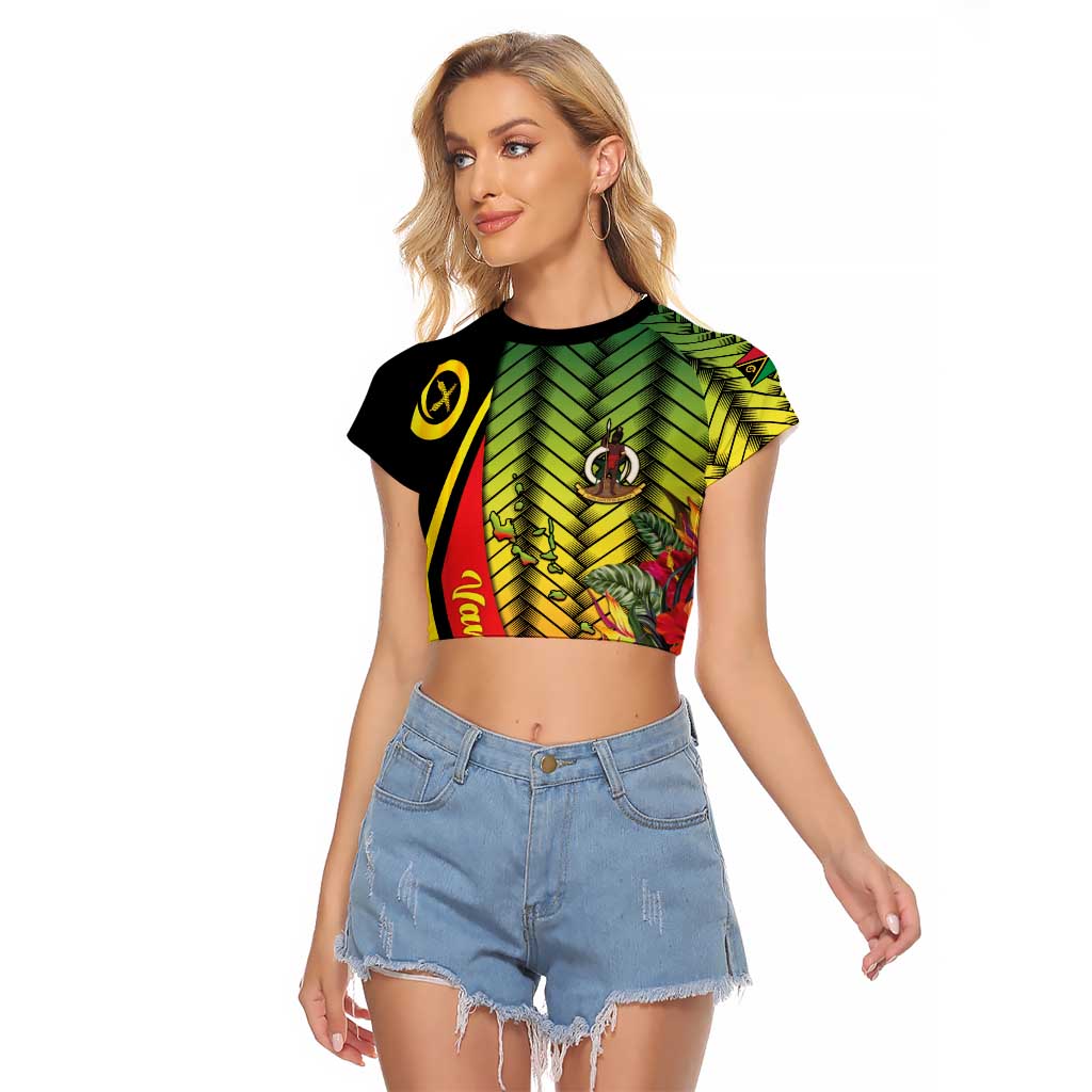 Vanuatu Constitution Day Raglan Cropped T Shirt Long Live Vanuatu LT05 Female Colorful - Polynesian Pride