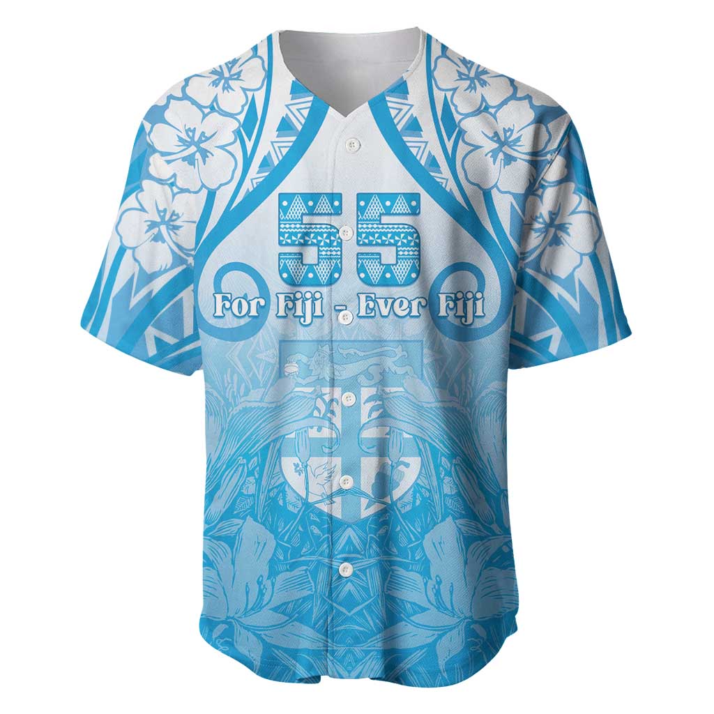 Fiji Day Baseball Jersey 55th Anniversary Forever Fiji LT05 Blue - Polynesian Pride