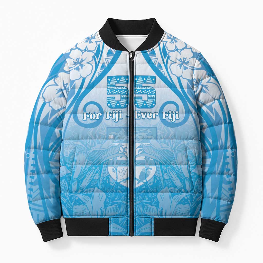Fiji Day Bomber Puffer Jacket 55th Anniversary Forever Fiji LT05 Unisex Blue - Polynesian Pride