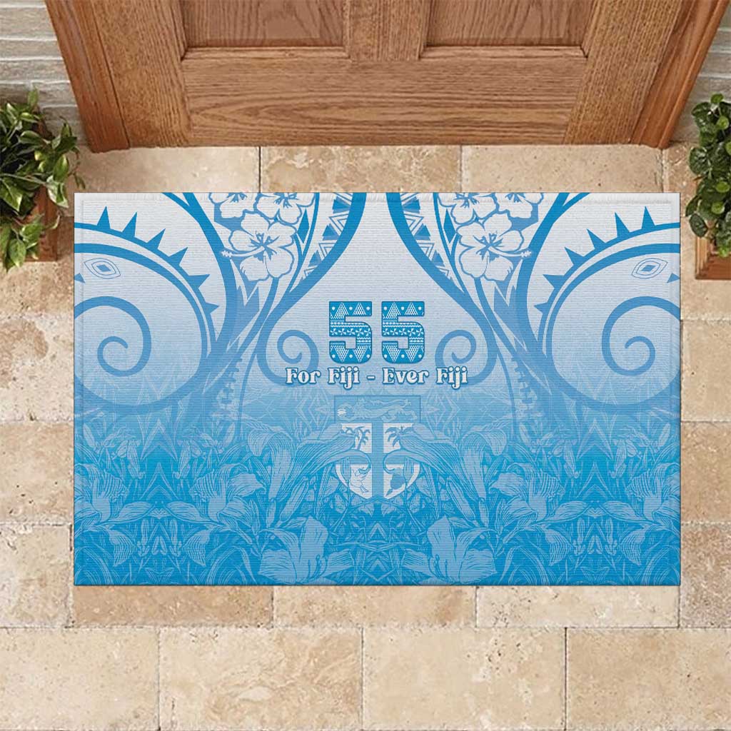 Fiji Day Rubber Doormat 55th Anniversary Forever Fiji LT05 Blue - Polynesian Pride