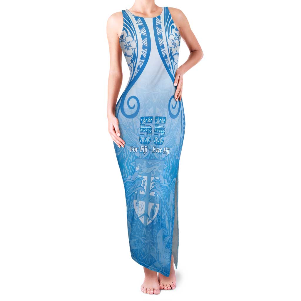 Fiji Day Tank Maxi Dress 55th Anniversary Forever Fiji LT05 Women Blue - Polynesian Pride