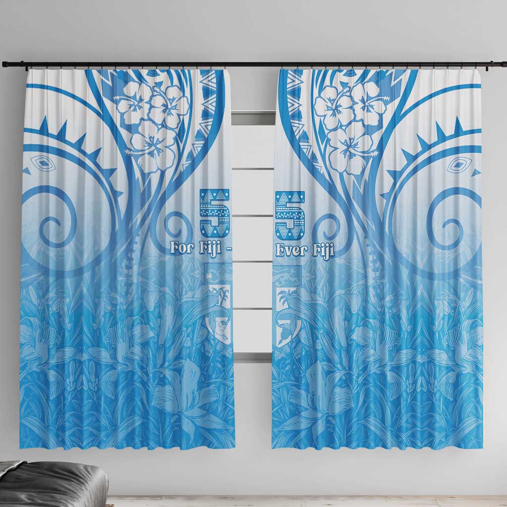 Fiji Day Window Curtain 55th Anniversary Forever Fiji LT05 With Hooks Blue - Polynesian Pride