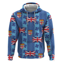 Fiji Masi Tapa Hoodie Coat Of Arms LT05 Pullover Hoodie Blue - Polynesian Pride