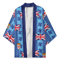 Fiji Masi Tapa Kimono Coat Of Arms LT05 Unisex Blue - Polynesian Pride