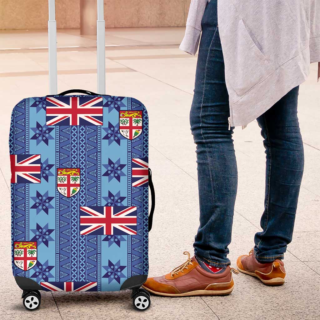 Fiji Masi Tapa Luggage Cover Coat Of Arms LT05 Blue - Polynesian Pride