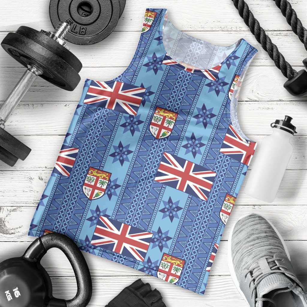 Fiji Masi Tapa Men Tank Top Coat Of Arms LT05 - Polynesian Pride