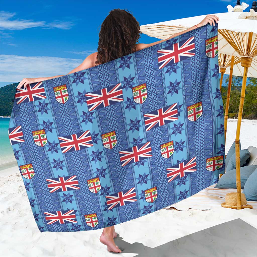 Fiji Masi Tapa Sarong Coat Of Arms LT05 One Size 44 x 66 inches Blue - Polynesian Pride