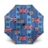 Fiji Masi Tapa Umbrella Coat Of Arms LT05 One Size Folded 11.42 inch Opened Diameter 37.4 inch Blue - Polynesian Pride