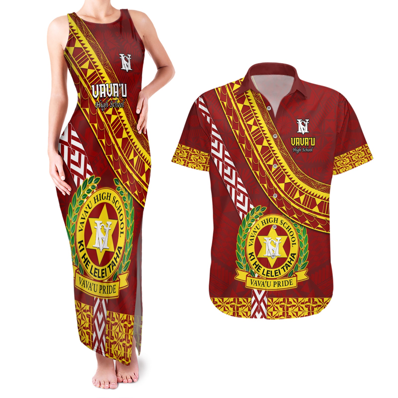 custom-vavau-high-school-couples-matching-tank-maxi-dress-and-hawaiian-shirt-tongan-kupesi-pattern