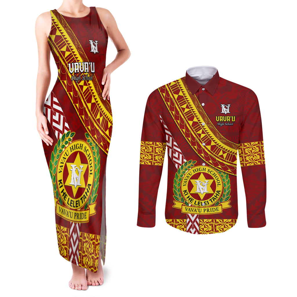 custom-vavau-high-school-couples-matching-tank-maxi-dress-and-long-sleeve-button-shirts-tongan-kupesi-pattern