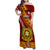 Custom Vavau High School Family Matching Off Shoulder Maxi Dress and Hawaiian Shirt Tongan Kupesi Pattern LT05 Mom's Dress Red - Polynesian Pride