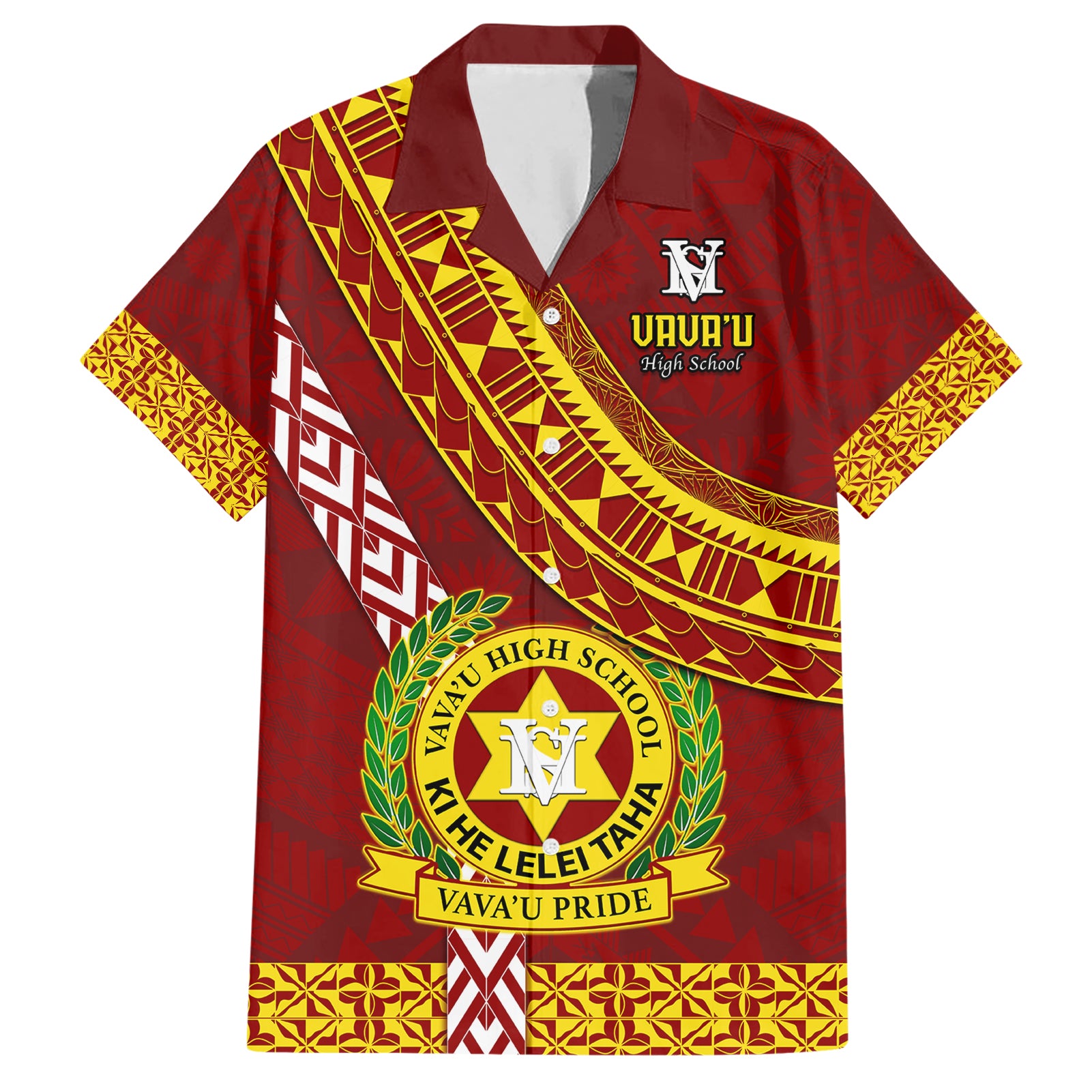 custom-vavau-high-school-hawaiian-shirt-tongan-kupesi-pattern