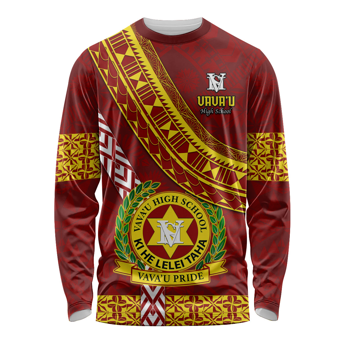 custom-vavau-high-school-long-sleeve-shirt-tongan-kupesi-pattern