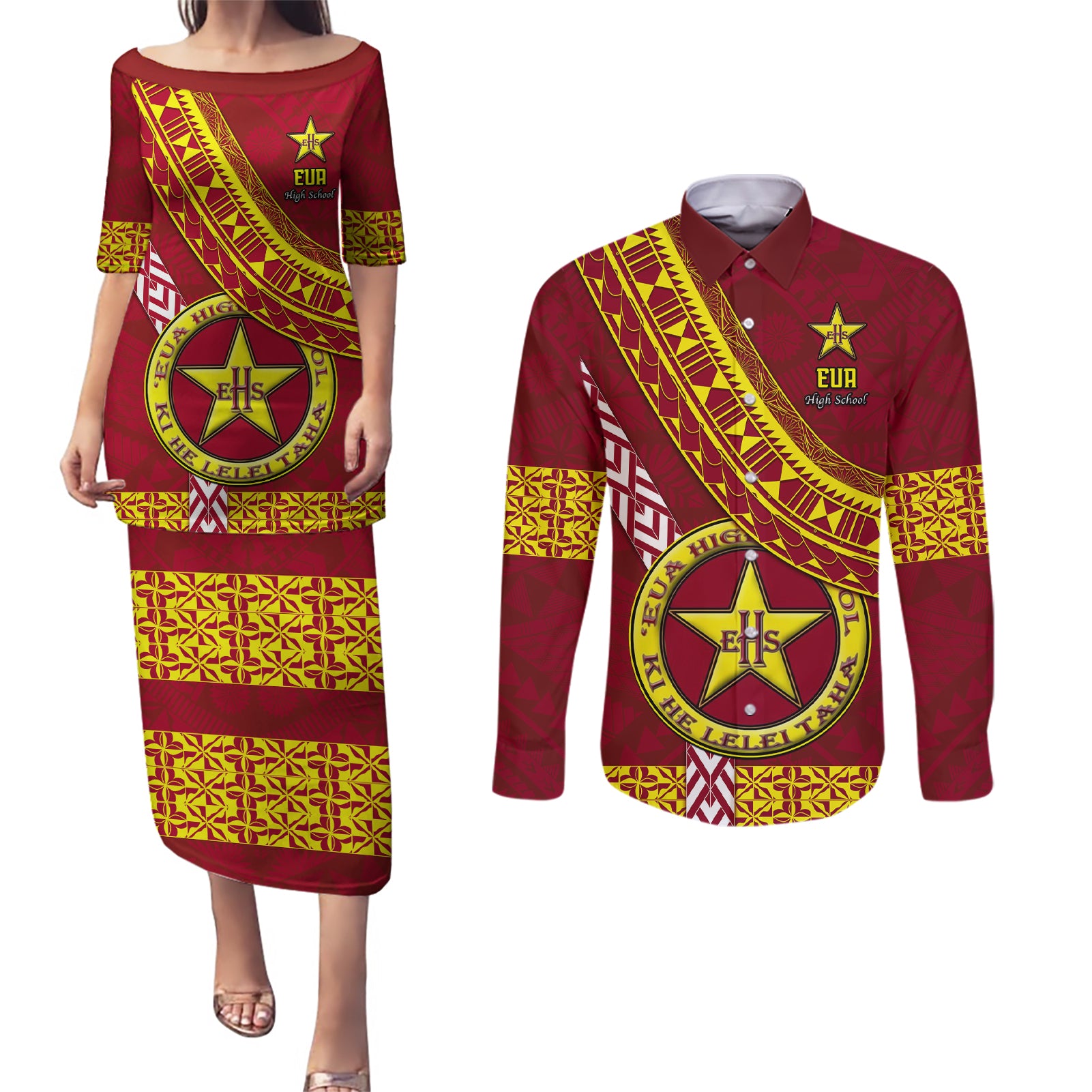 custom-eua-high-school-couples-matching-puletasi-dress-and-long-sleeve-button-shirts-tongan-kupesi-pattern