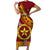 Custom Eua High School Family Matching Short Sleeve Bodycon Dress and Hawaiian Shirt Tongan Kupesi Pattern LT05 Mom's Dress Red - Polynesian Pride