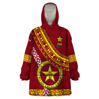 Custom Eua High School Wearable Blanket Hoodie Tongan Kupesi Pattern LT05 One Size Red - Polynesian Pride
