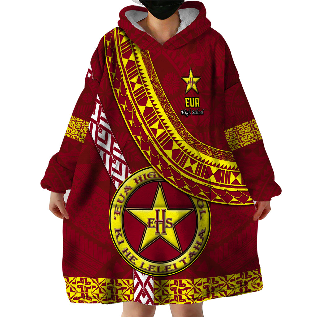 Custom Eua High School Wearable Blanket Hoodie Tongan Kupesi Pattern LT05 - Polynesian Pride