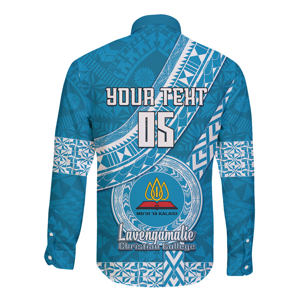 Custom Lavengamalie College Long Sleeve Button Shirt Tongan Kupesi Pattern LT05 - Polynesian Pride