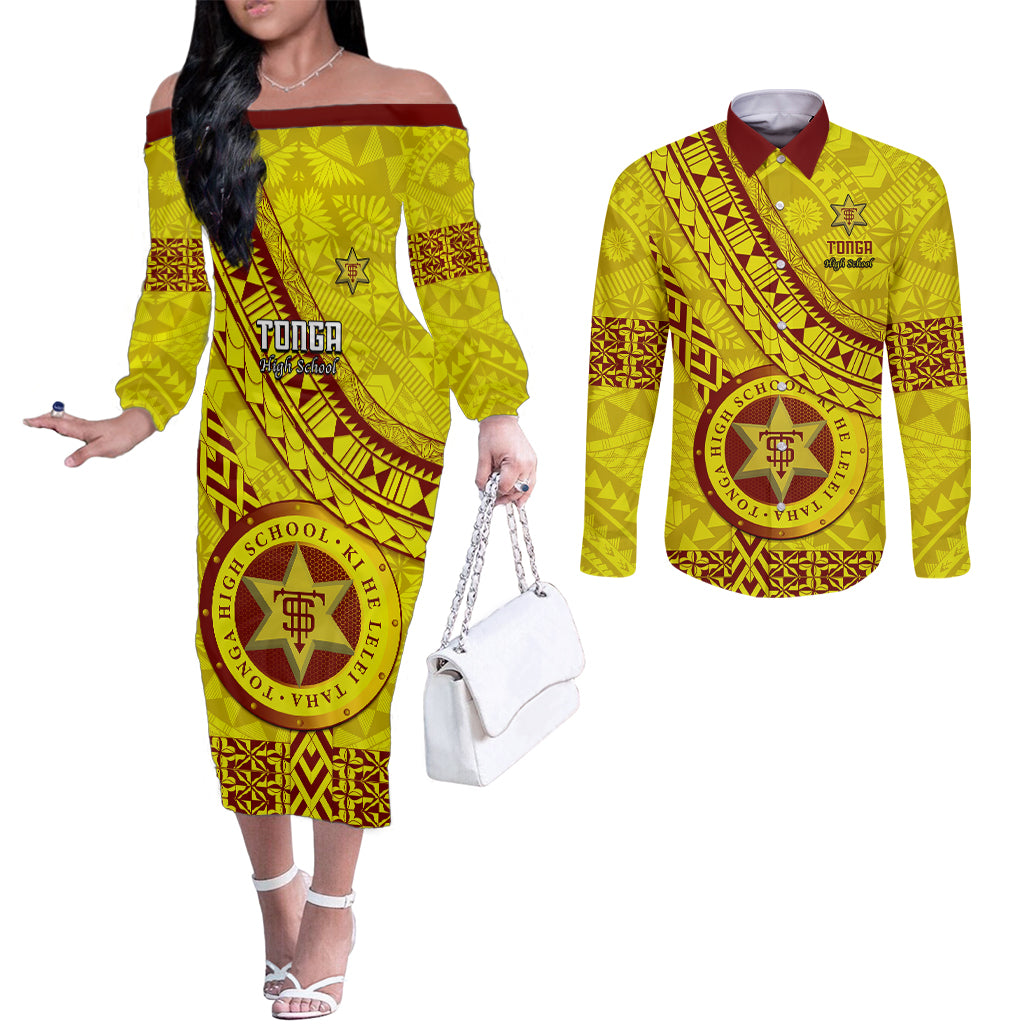 custom-tonga-high-school-couples-matching-off-the-shoulder-long-sleeve-dress-and-long-sleeve-button-shirts-tongan-kupesi-pattern