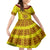 Custom Tonga High School Family Matching Long Sleeve Bodycon Dress and Hawaiian Shirt Tongan Kupesi Pattern LT05 Daughter's Dress Yellow - Polynesian Pride