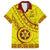 Custom Tonga High School Family Matching Long Sleeve Bodycon Dress and Hawaiian Shirt Tongan Kupesi Pattern LT05 Dad's Shirt - Short Sleeve Yellow - Polynesian Pride