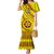 Custom Tonga High School Family Matching Mermaid Dress and Hawaiian Shirt Tongan Kupesi Pattern LT05 Mom's Dress Yellow - Polynesian Pride