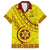 Custom Tonga High School Family Matching Short Sleeve Bodycon Dress and Hawaiian Shirt Tongan Kupesi Pattern LT05 Dad's Shirt - Short Sleeve Yellow - Polynesian Pride