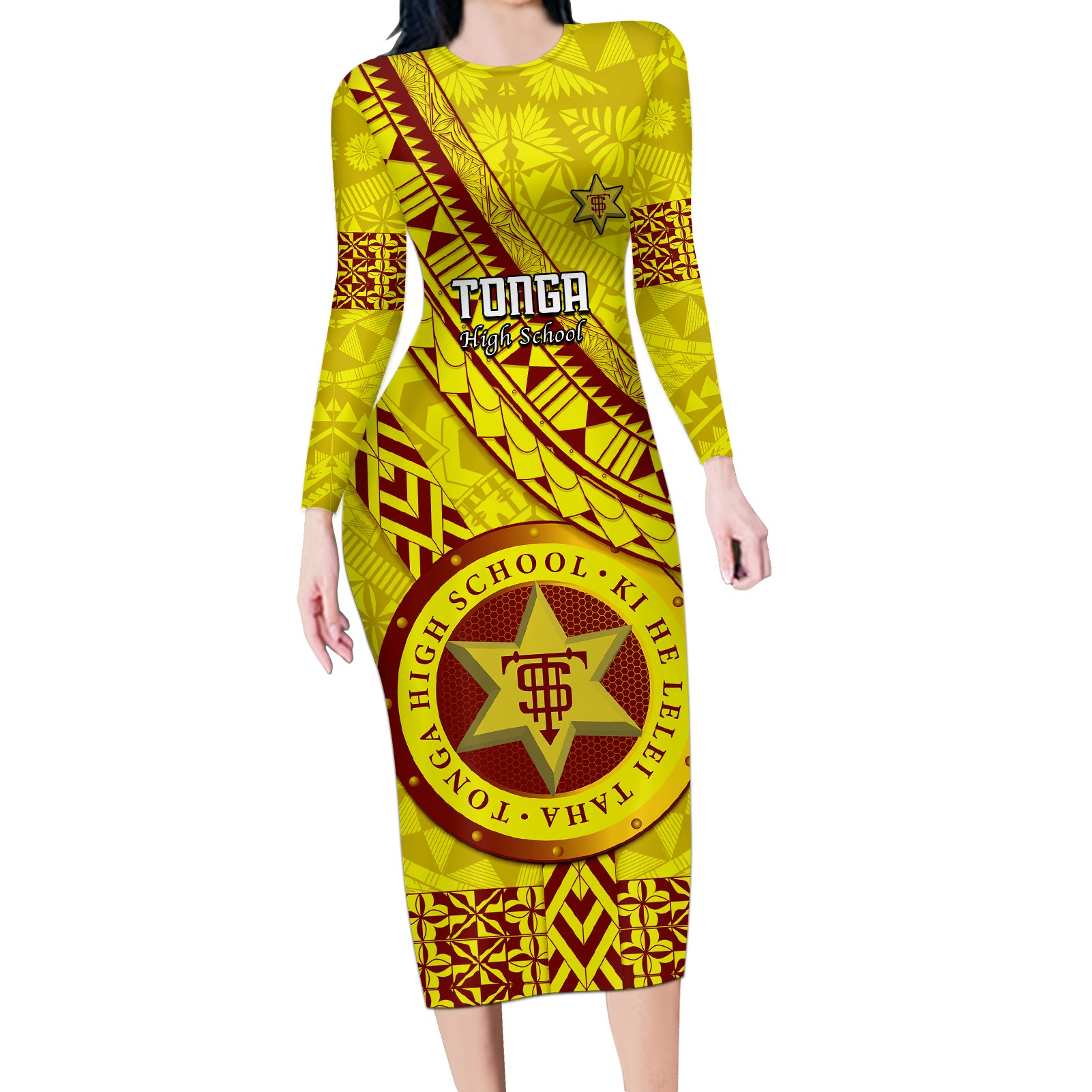 custom-tonga-high-school-long-sleeve-bodycon-dress-tongan-kupesi-pattern