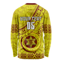 Custom Tonga High School Long Sleeve Shirt Tongan Kupesi Pattern LT05 - Polynesian Pride