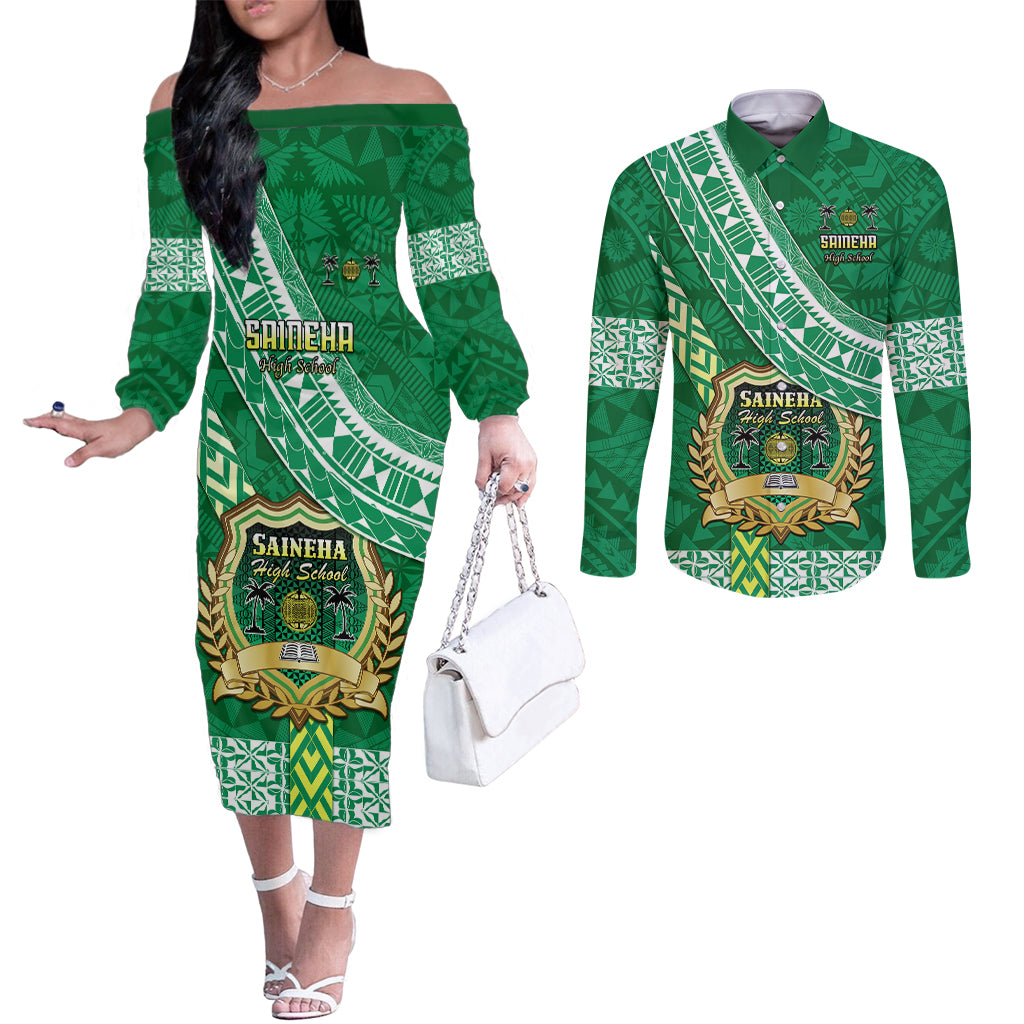 custom-saineha-high-school-couples-matching-off-the-shoulder-long-sleeve-dress-and-long-sleeve-button-shirts-tongan-kupesi-pattern