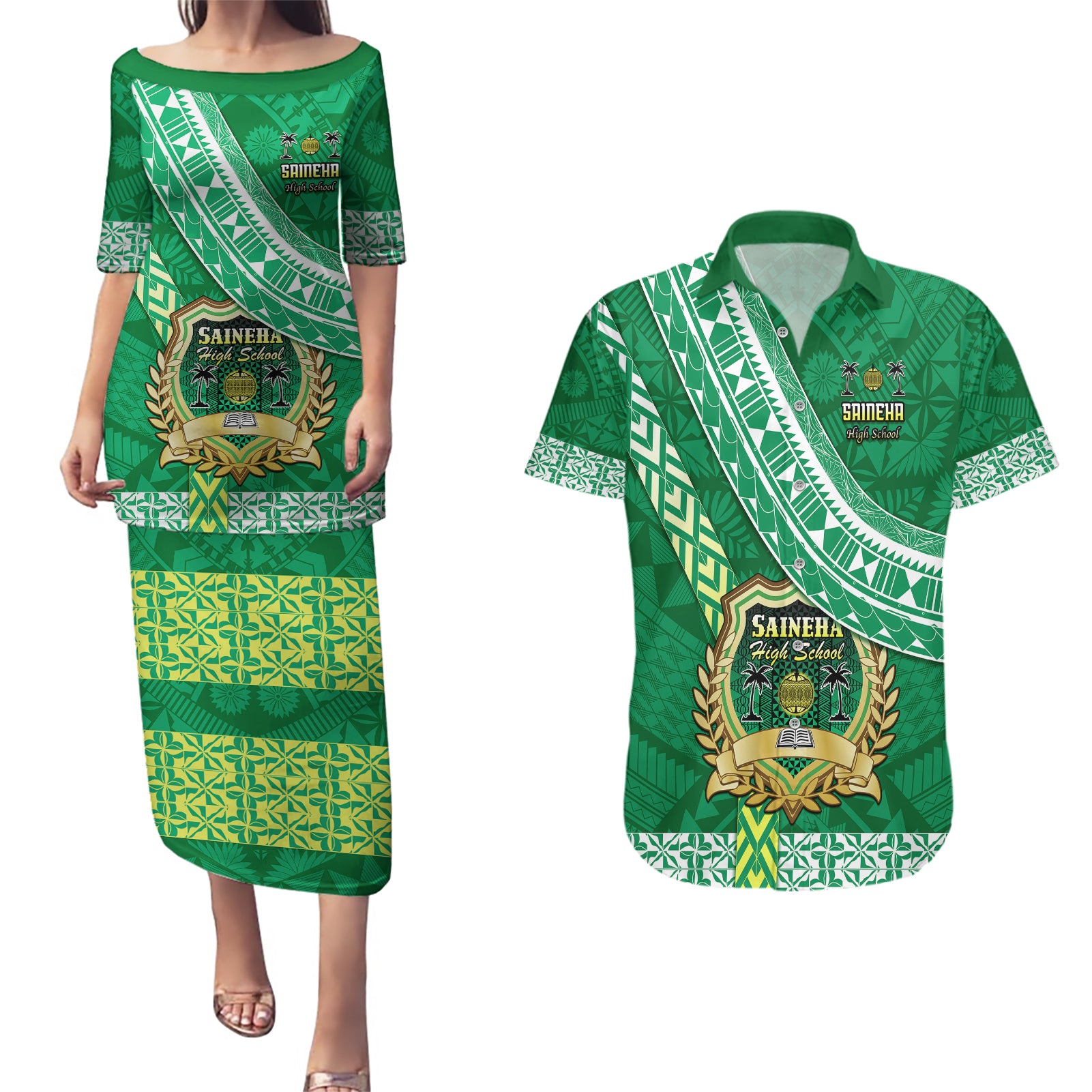 custom-saineha-high-school-couples-matching-puletasi-dress-and-hawaiian-shirt-tongan-kupesi-pattern